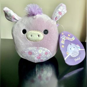 Delzi Donkey 5” Squishmallow Lavender Floral Belly Mohawk Mane Easter Edition